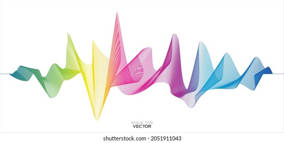 Wave lines multicolor effect isolated on white  background in vector format