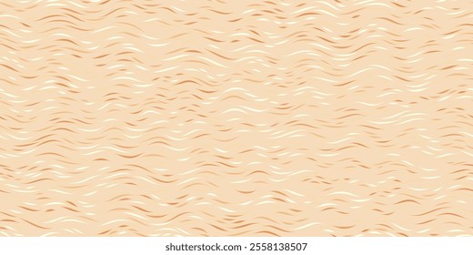 Wave lines nude gentle pattern. Beige girly curve print. Cute waves background