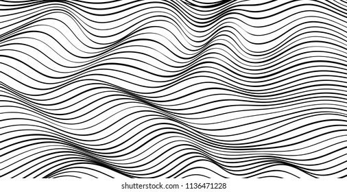 Wave Lines Pattern Abstract Background. Vector