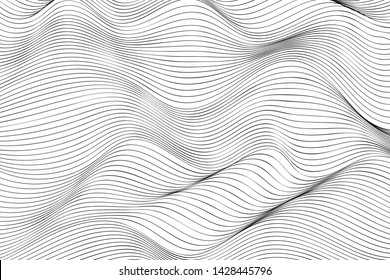 Wave Lines Pattern Abstract Background. Vector