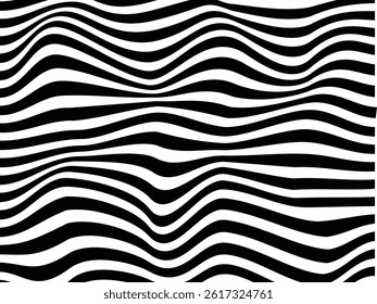 Wave lines pattern abstract background. Black and white illustrations.