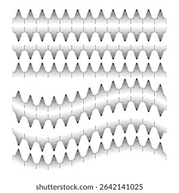 Wave lines pattern. Abstract dynamic rhythm. Flowing graphic motion. Vector curve texture.