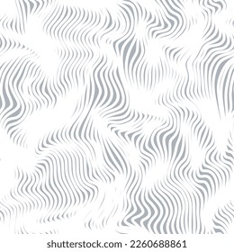 Wave lines pattern background. Distortion stripes seamless moire texture. Abstract op art illusion waves. Dynamic strip ripples surface. Subtle decorative wallpaper. Vector 