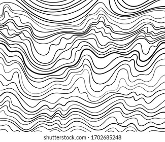 Wave lines pattern. Black wavy lines isolated on white background. Abstract vector texture for graphic design