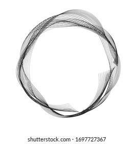 Wave Lines Pattern Circle Frame Abstract Background. Isolated. Vector