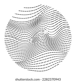 Wave Lines Pattern Circle Frame Abstract Background. Isolated. Vector