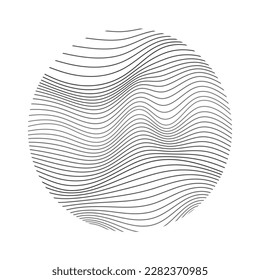 Wave Lines Pattern Circle Frame Abstract Background. Isolated. Vector