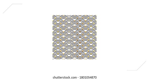 Wellenlinienmuster mit goldenen Punkten