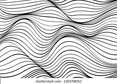 Wave Lines Pattern Sea Art Abstract Background. Vector