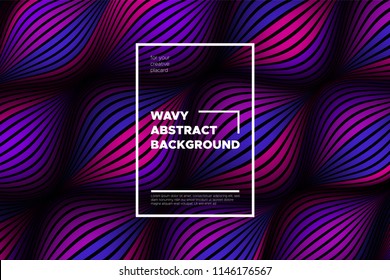 Wave Lines Pattern. Trendy Abstract Background with Distorted Stripes. 3d and Movement Effect. Volumetric Flow Folds. Vector Illustration, EPS10. Wave Lines for Presentation, Brochure, Poster, Web.