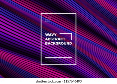 Wave Lines Pattern. Trendy Abstract Background with Distorted Stripes. 3d and Movement Effect. Volumetric Flow Folds. Vector Illustration, EPS10. Wave Lines for Presentation, Brochure, Poster, Web.