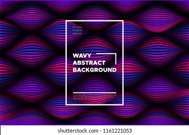 Wave Lines Pattern. Trendy Abstract Background with Distorted Stripes. 3d and Movement Effect. Volumetric Flow Folds. Vector Illustration, EPS10. Wave Lines for Presentation, Brochure, Poster, Web.