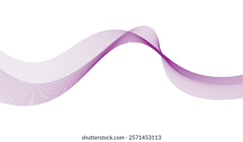 Wave lines purple waves smooth flowing dynamic isolated on white background. Technology, digital, communication, science, music concept vector background illustration
