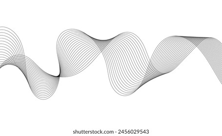 Wave lines smooth flowing dynamic isolated on white background. Technology, digital, communication, science, music concept vector background illustration