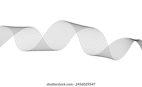 Wave lines smooth flowing dynamic isolated on white background. Technology, digital, communication, science, music concept vector background illustration