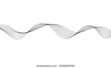 Líneas de onda fluidas suaves dinámicas aisladas sobre fondo blanco. Tecnología, digital, comunicación, ciencia, concepto de música Vector ilustración de fondo