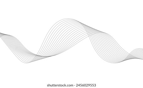Wave lines smooth flowing dynamic isolated on white background. Technology, digital, communication, science, music concept vector background illustration