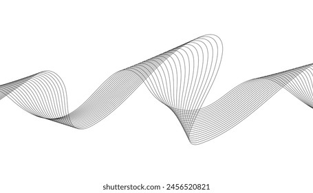 Wave lines smooth flowing dynamic isolated on white background. Technology, digital, communication, science, music concept vector background illustration