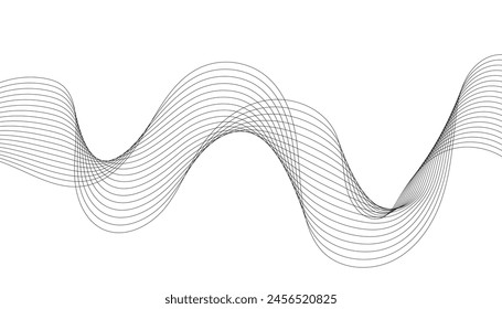 Líneas de onda fluidas suaves dinámicas aisladas sobre fondo blanco. Tecnología, digital, comunicación, ciencia, concepto de música Vector ilustración de fondo