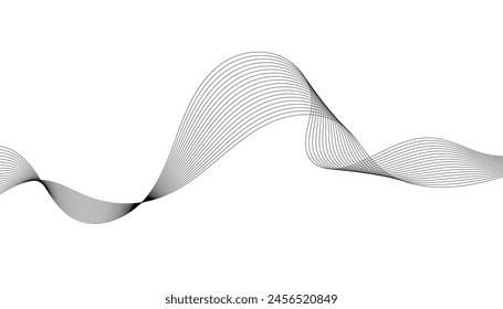 Líneas de onda fluidas suaves dinámicas aisladas sobre fondo blanco. Tecnología, digital, comunicación, ciencia, concepto de música Vector ilustración de fondo