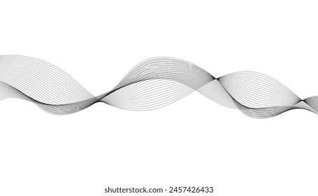 Wellenlinien glatt fließende Dynamik isoliert auf weißem Hintergrund. Technologie, Digital, Kommunikation, Wissenschaft, Musikkonzept Vektorgrafik Hintergrund Illustration