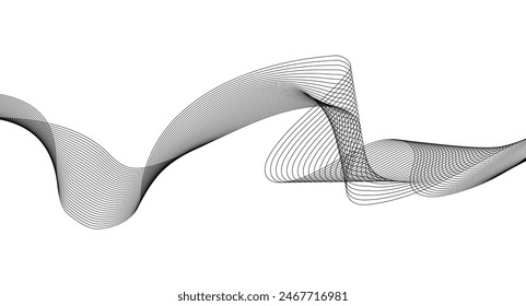 Wave lines smooth flowing dynamic isolated on white background. Technology, digital, communication, science, music concept vector background illustration.