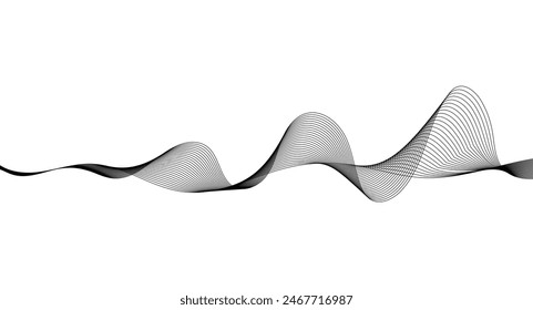 Wave lines smooth flowing dynamic isolated on white background. Technology, digital, communication, science, music concept vector background illustration.