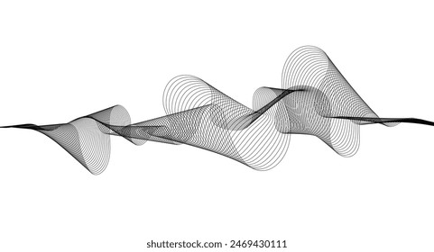 Wave lines smooth flowing dynamic isolated on white background. Technology, digital, communication, science, music concept vector background illustration