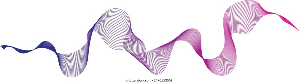 Líneas de onda fluidas suaves dinámicas aisladas sobre fondo blanco. Tecnología, digital, comunicación, ciencia, concepto de música Vector ilustración de fondo