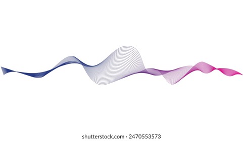 Wellenlinien glatt fließende Dynamik isoliert auf weißem Hintergrund. Technologie, Digital, Kommunikation, Wissenschaft, Musikkonzept Vektorgrafik Hintergrund Illustration