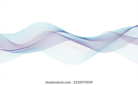 Wave lines smooth flowing dynamic blue purple pink gradient isolated on white background. White wave curve lines banner background design. Modern colorful wavy lines pattern design element.