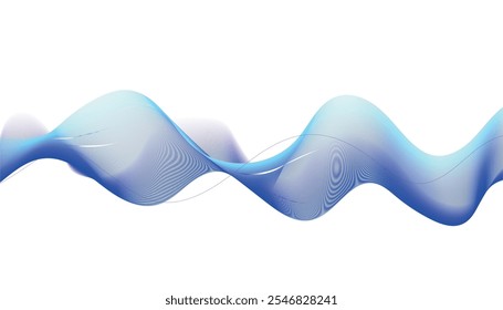 Wave lines smooth flowing dynamic blue purple pink gradient isolated on white background. Flow liquid lines design element