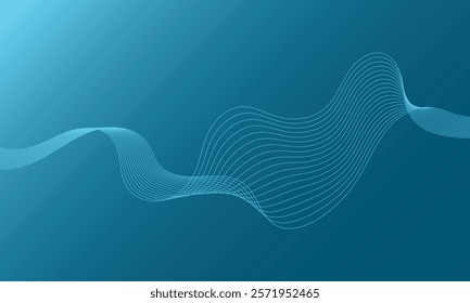 Wave lines smooth flowing dynamic isolated gradient color blue. Technology, digital, communication, science, music concept vector background illustration