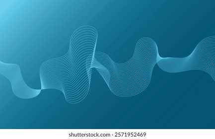 Wave lines smooth flowing dynamic isolated gradient color blue. Technology, digital, communication, science, music concept vector background illustration