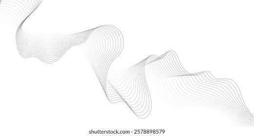 Wave lines smooth flowing dynamic isolated on white background. Technology, digital, communication, science, music concept vector background illustration
