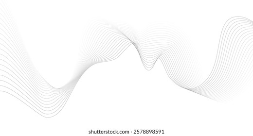 Wave lines smooth flowing dynamic isolated on white background. Technology, digital, communication, science, music concept vector background illustration
