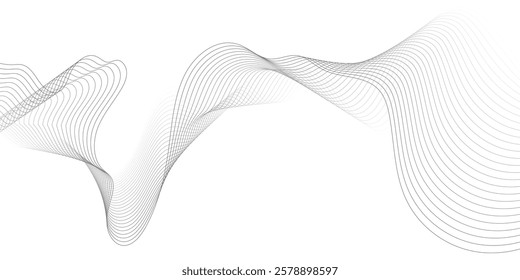 Wave lines smooth flowing dynamic isolated on white background. Technology, digital, communication, science, music concept vector background illustration
