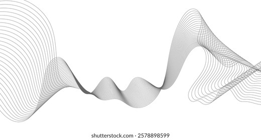 Wave lines smooth flowing dynamic isolated on white background. Technology, digital, communication, science, music concept vector background illustration
