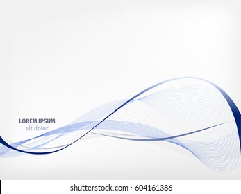 Wave lines vector art. Abstract illustration. Curved blend and gradient line. Pattern for web or design on light backdrop. Good for  flyer, design brochure or website.  