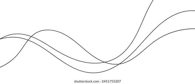 Wave lines vector illustration. Curve wave seamless pattern. Line art striped graphic template.
