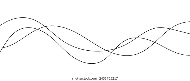 Wave lines vector illustration. Curve wave seamless pattern. Line art striped graphic template.
