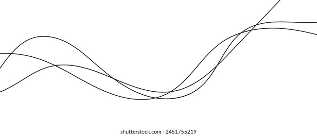 Vektorillustration der Wellenlinien. Nahtloses Kurvenwellen-Muster. Gestreifte grafische Vorlage für Liniengrafik.
