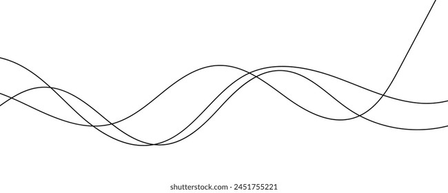 Wave lines vector illustration. Curve wave seamless pattern. Line art striped graphic template.
