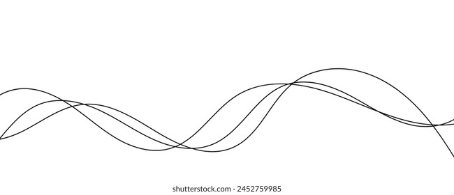 Wave lines vector illustration. Curve wave seamless pattern. Line art striped graphic template.
