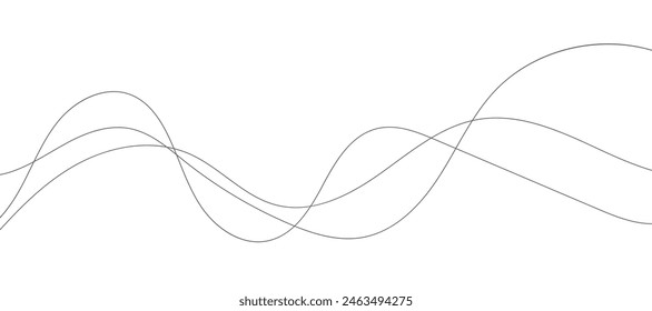 Wave lines vector illustration. Curve wave seamless pattern. Line art striped graphic template.