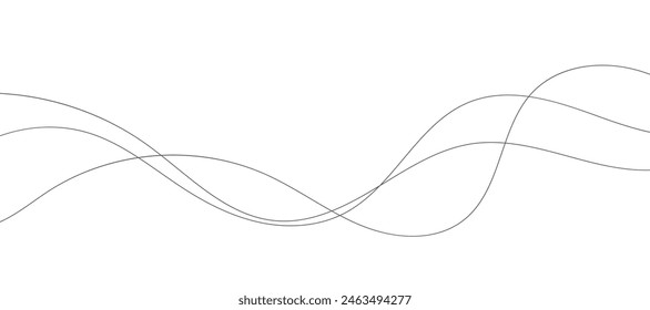 Wave lines vector illustration. Curve wave seamless pattern. Line art striped graphic template.