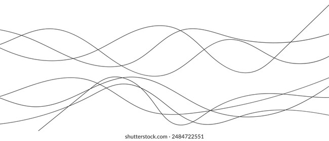 Wave lines vector illustration. Curve wave seamless pattern. Line art striped graphic template.