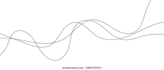 Wave lines vector illustration. Curve wave seamless pattern. Line art striped graphic template.