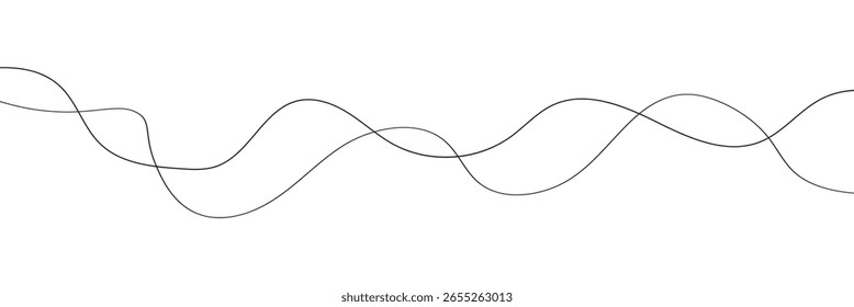 Wave lines vector illustration. Curve wave seamless pattern. Line art striped graphic template.