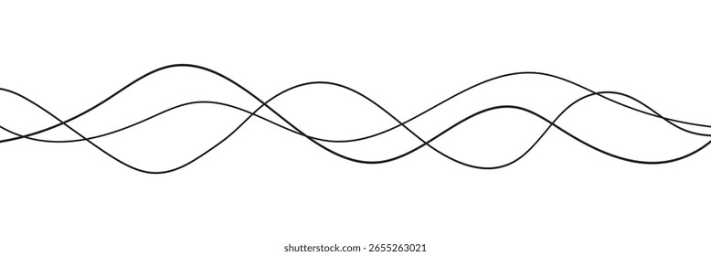 Wave lines vector illustration. Curve wave seamless pattern. Line art striped graphic template.
